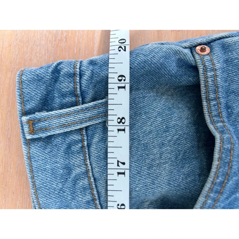 Vintage Levis 505 Orange Tab Jeans Mens 42x30 Blue Light Wash Made in USA 90s